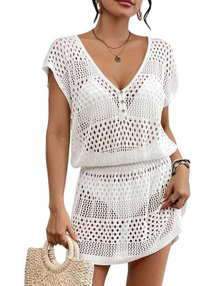 Crochet Hollow Out Bikini Bathing Suit Cover Up - Bsubseach