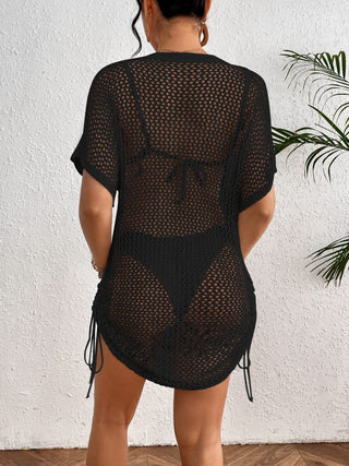 Crochet Hollow Suit Short Sleeve Cruise Outfits Vacation Dress - Bsubseach