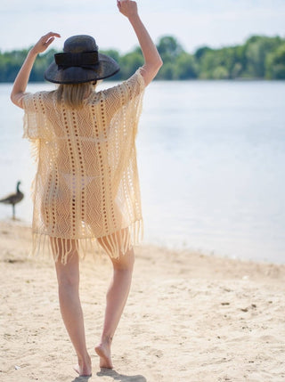 Crochet Knit Tassel Swimwear Bikini Top Cover Up - Bsubseach