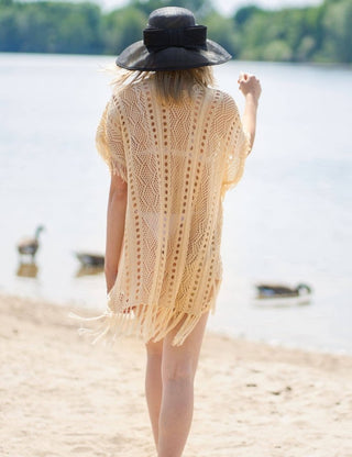 Crochet Knit Tassel Swimwear Bikini Top Cover Up - Bsubseach