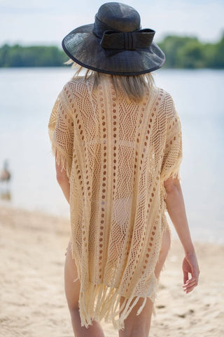 Crochet Knit Tassel Swimwear Bikini Top Cover Up - Bsubseach