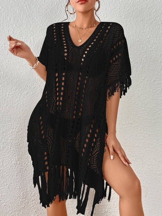 Crochet Knit Tassel Swimwear Bikini Top Cover Up - Bsubseach