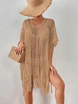 Crochet Knit Tassel Swimwear Bikini Top Cover Up - Bsubseach