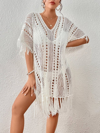 Crochet Knit Tassel Swimwear Bikini Top Cover Up - Bsubseach