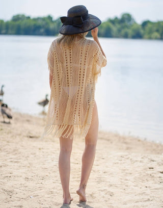 Crochet Knit Tassel Swimwear Bikini Top Cover Up - Bsubseach