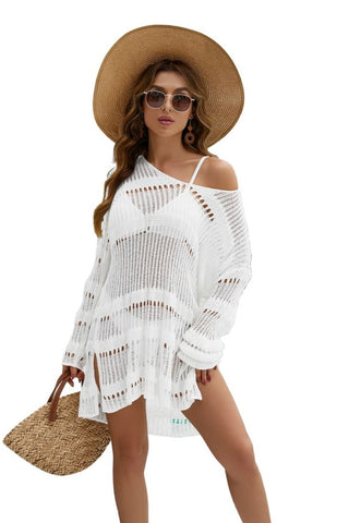 Crochet Swimsuit Cover Up 2024 - Women's Beach Swimwear White - Bsubseach