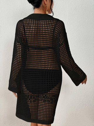 Crochet Swimwear Coverup - Long Sleeve Beach Dress - Bsubseach