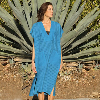 Deep V Neck Kaftan Cover Up Dress - Bsubseach