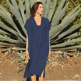 Deep V Neck Kaftan Cover Up Dress - Bsubseach