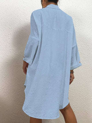 deepskyblu long bikini cover up shirt cotton vacation dresses