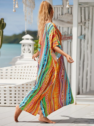 elegant v-neck kaftan dress beach cover up