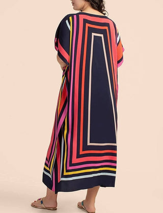 Geometric Print Swimwear Kaftan Cover Up - Bsubseach