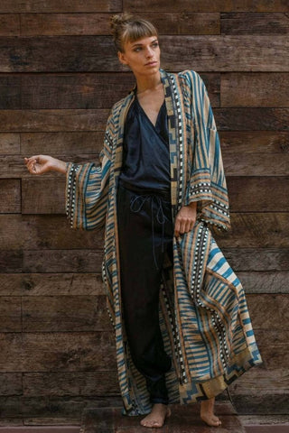 Geometric Print Swimwear Kimono Cardigan - Bsubseach