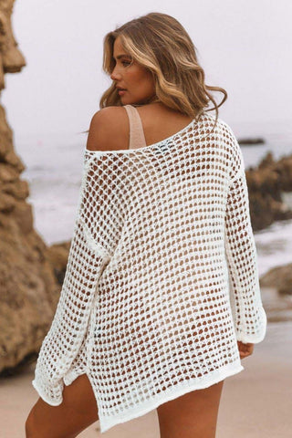 hollister white crochet top woven heart cover up