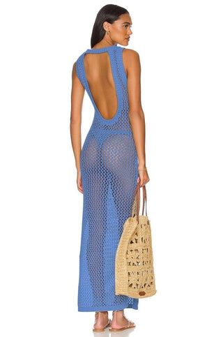 Hollow Out Backless Bikini Long Dress Crochet - Bsubseach