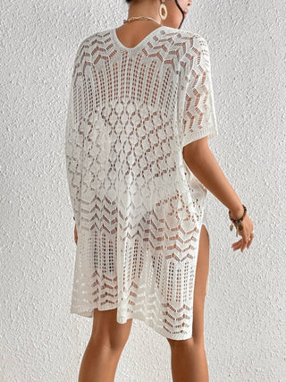 Hollow Out Knit Women's Swimsuit Coverup Crochet Dress - Bsubseach