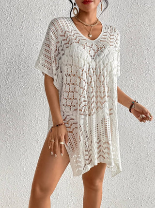 Hollow Out Knit Women's Swimsuit Coverup Crochet Dress - Bsubseach