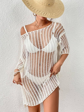 Hollow Out Mesh Crochet Romper Cover Up - Bsubseach