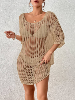 Hollow Out Mesh Crochet Romper Cover Up - Bsubseach