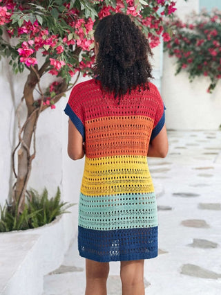 Hollow Out Swimsuit Rainbow Crochet Cover Up - Bsubseach