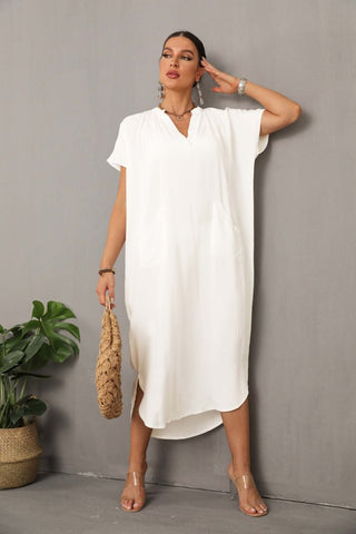 Kaftan Black&White Cover Up Dress with Pocket - Bsubseach