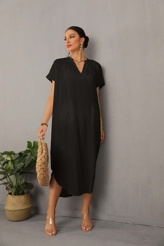 Kaftan Black&White Cover Up Dress with Pocket - Bsubseach