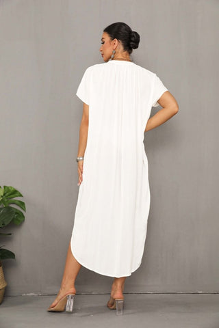 Kaftan Black&White Cover Up Dress with Pocket - Bsubseach