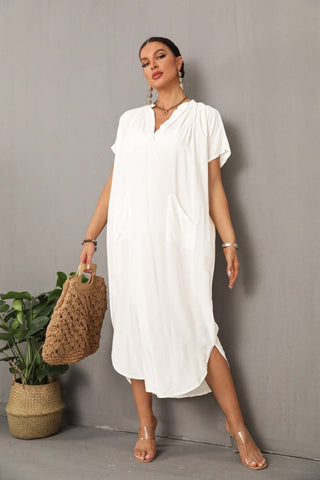 Kaftan Black&White Cover Up Dress with Pocket - Bsubseach