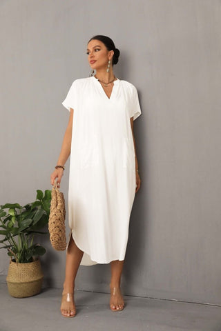 Kaftan Black&White Cover Up Dress with Pocket - Bsubseach