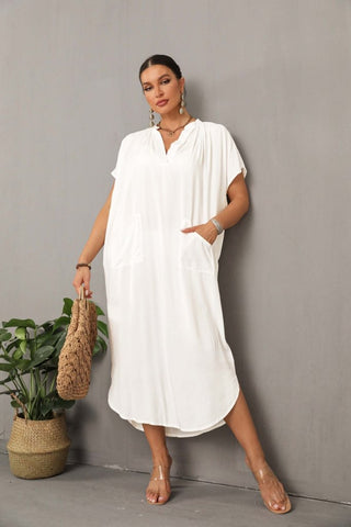 Kaftan Black&White Cover Up Dress with Pocket - Bsubseach