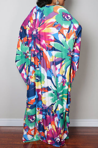 colorful cover up kaftan sleeve dress