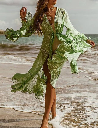 Kimono Cardigan Long Sleeve Beach Cover Dress - Bsubseach