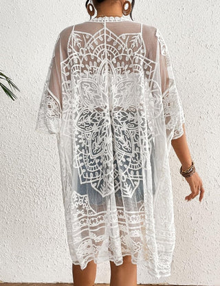 Lace Embroidered Womens Kimono Cardigan - Bsubseach