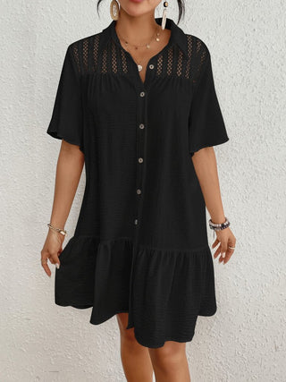 Lapel Collar Button - Down Women's Beach Cover - Up Shirt Dress - Bsubseach