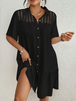 Lapel Collar Button - Down Women's Beach Cover - Up Shirt Dress - Bsubseach