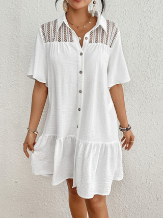 Lapel Collar Button - Down Women's Beach Cover - Up Shirt Dress - Bsubseach