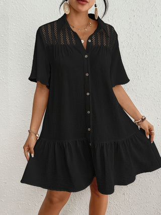 Lapel Collar Button - Down Women's Beach Cover - Up Shirt Dress - Bsubseach