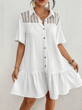 Lapel Collar Button - Down Women's Beach Cover - Up Shirt Dress - Bsubseach