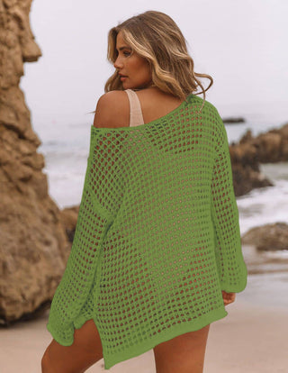 light green crochet top cruise cover up