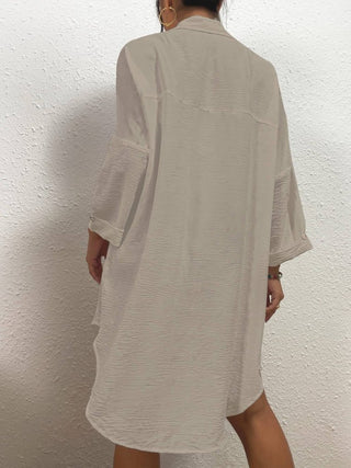 Long Button Down Bikini Cover Up Shirt - Bsubseach