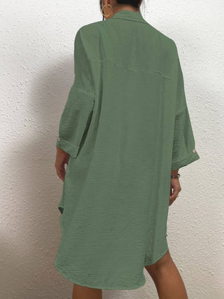 Long Button Down Bikini Cover Up Shirt - Bsubseach