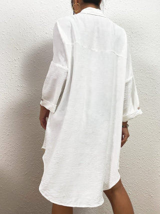 Long Button Down Bikini Cover Up Shirt - Bsubseach