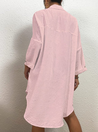 Long Button Down Bikini Cover Up Shirt - Bsubseach