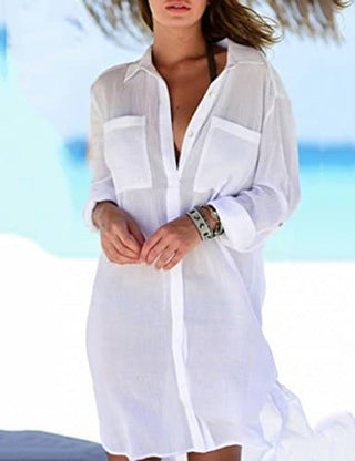 Long Sleeve Beach Cover Up Dress Women's Tunic - Bsubseach