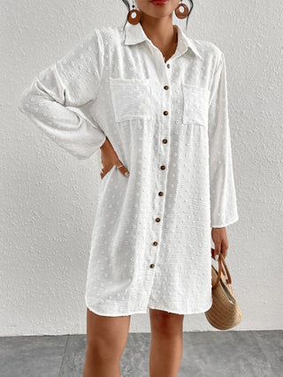 Long Sleeve Beach Cover up Shirt Dress - Bsubseach