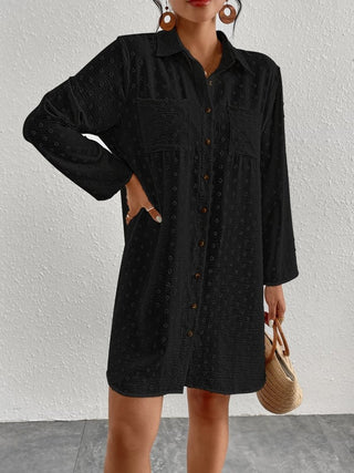 Long Sleeve Beach Cover up Shirt Dress - Bsubseach