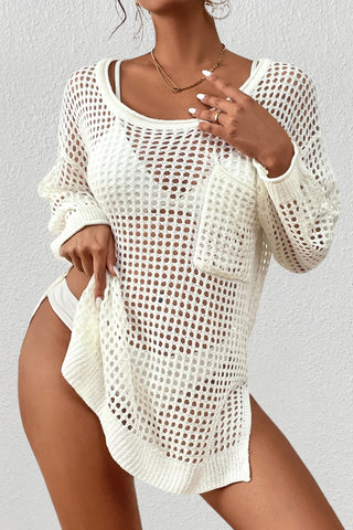 long sleeve crochet dress knit cover up top 