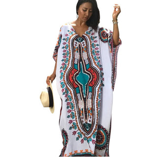 Multicolor Boho Kaftan Swim Cover Up Dress - Bsubseach