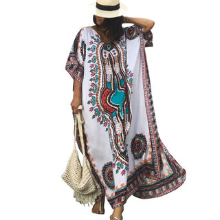 Multicolor Boho Kaftan Swim Cover Up Dress - Bsubseach