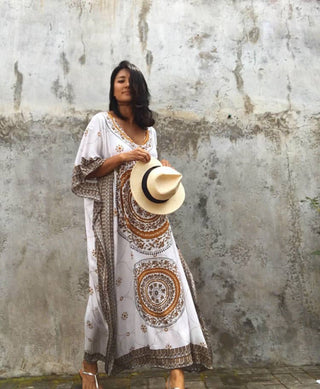 Multicolor Boho Kaftan Swim Cover Up Dress - Bsubseach